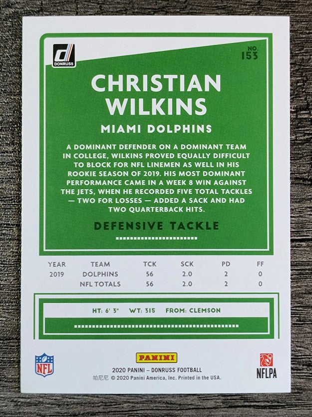2020 Donruss #153 Christian Wilkins