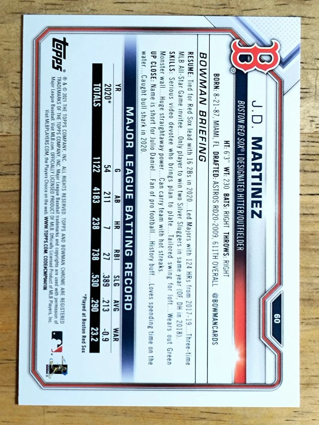 2021 Bowman #60 J.D. Martinez