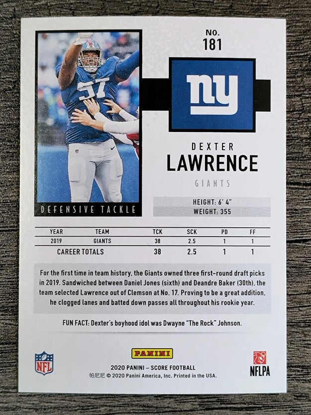 2020 Score #181 Dexter Lawrence