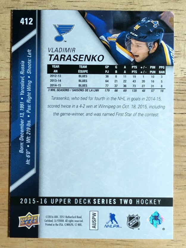 2015-16 Upper Deck #412 Vladimir Tarasenko