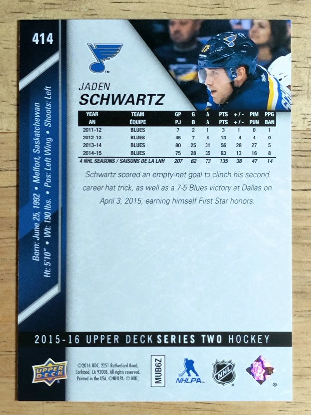 2015-16 Upper Deck #414 Jaden Schwartz
