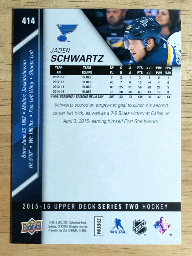 2015-16 Upper Deck #414 Jaden Schwartz