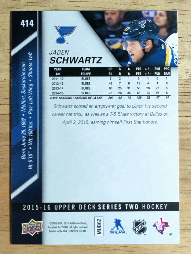 2015-16 Upper Deck #414 Jaden Schwartz