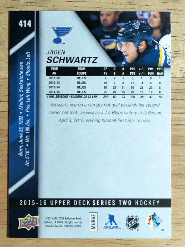 2015-16 Upper Deck #414 Jaden Schwartz