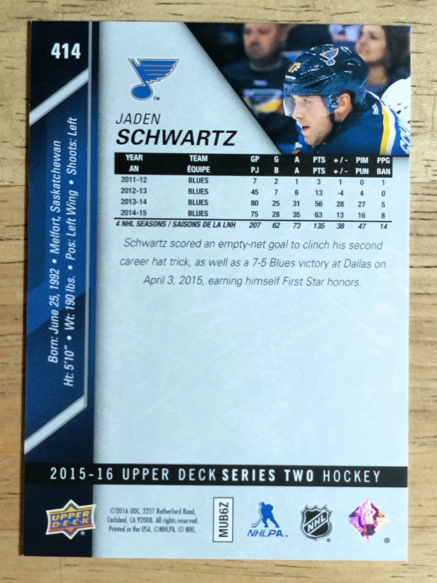 2015-16 Upper Deck #414 Jaden Schwartz