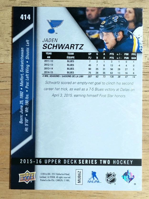 2015-16 Upper Deck #414 Jaden Schwartz