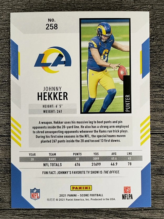2021 Score #258 Johnny Hekker