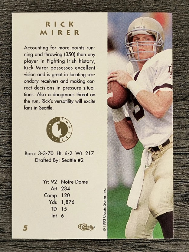 1993-94 Images Four Sport #5 Rick Mirer