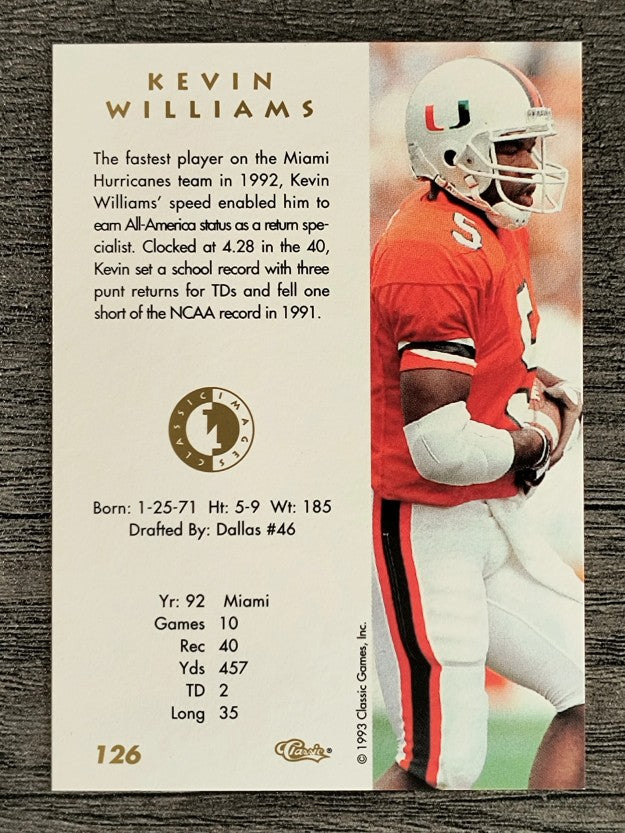 1993-94 Images Four Sport #126 Kevin Williams WR