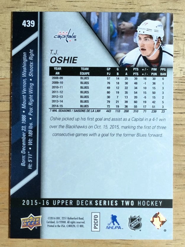2015-16 Upper Deck #439 T.J. Oshie
