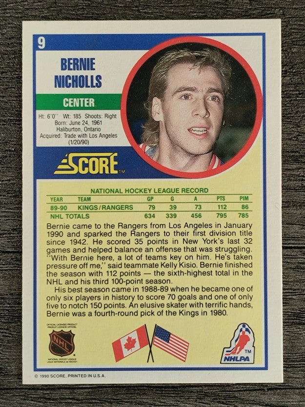 1990-91 Score #9 Bernie Nicholls