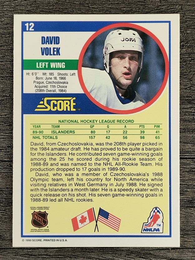 1990-91 Score #12 David Volek