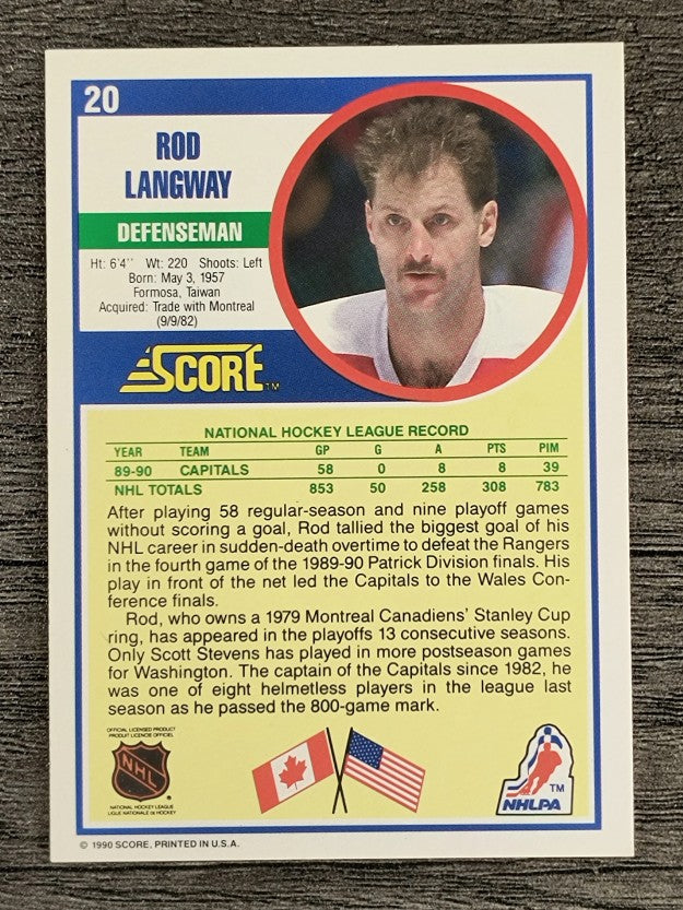 1990-91 Score #20 Rod Langway