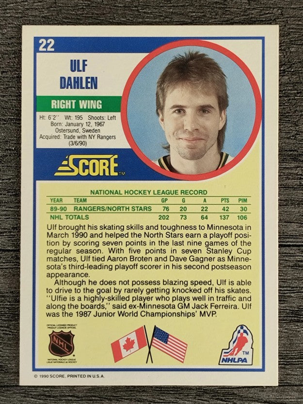 1990-91 Score #22 Ulf Dahlen