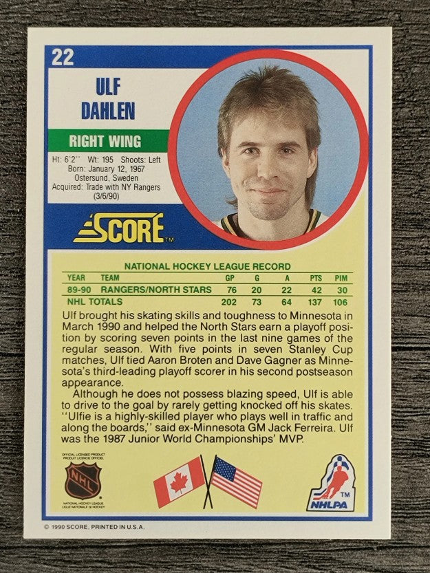 1990-91 Score #22 Ulf Dahlen