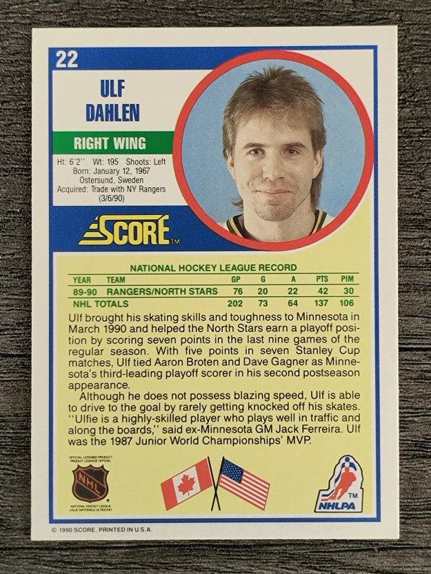 1990-91 Score #22 Ulf Dahlen