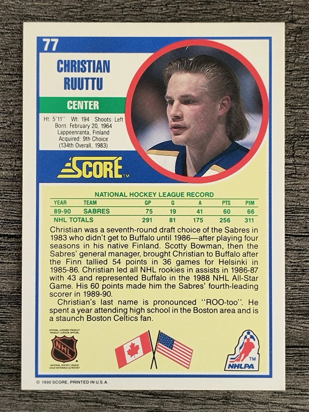 1990-91 Score #77 Christian Ruuttu