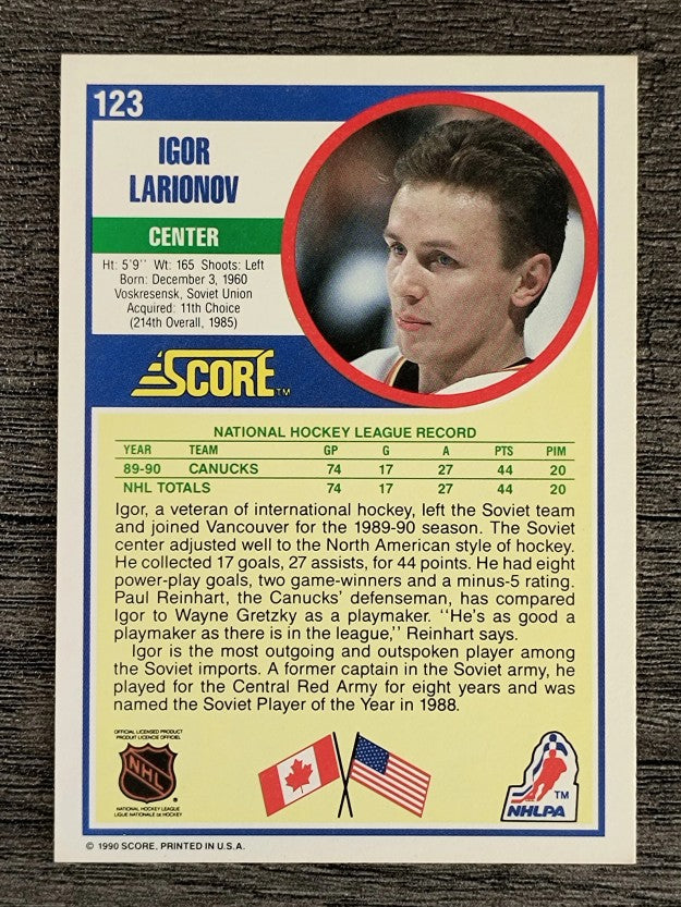 1990-91 Score #123 Igor Larionov RC