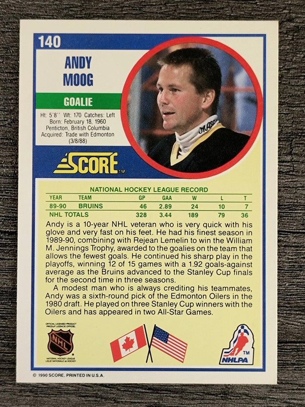 1990-91 Score #140 Andy Moog