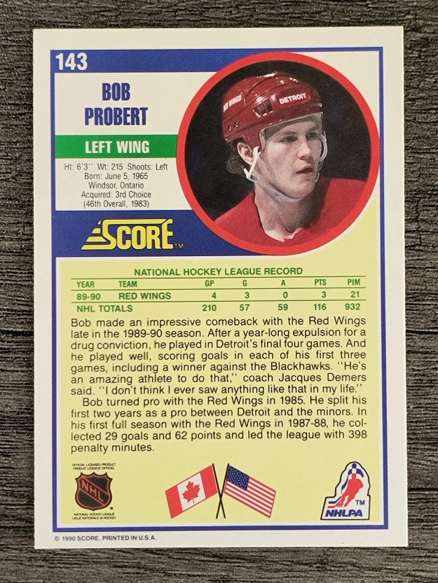 1990-91 Score #143 Bob Probert