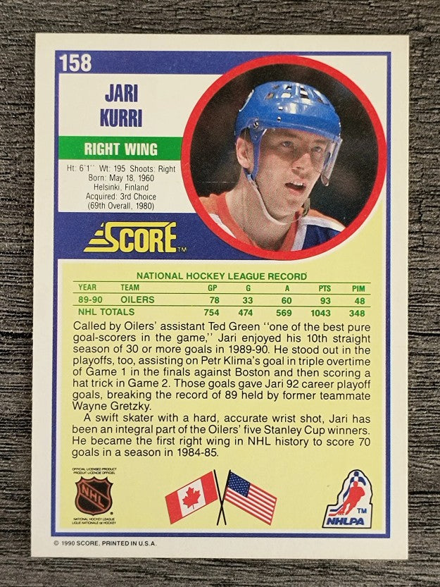 1990-91 Score #158 Jari Kurri
