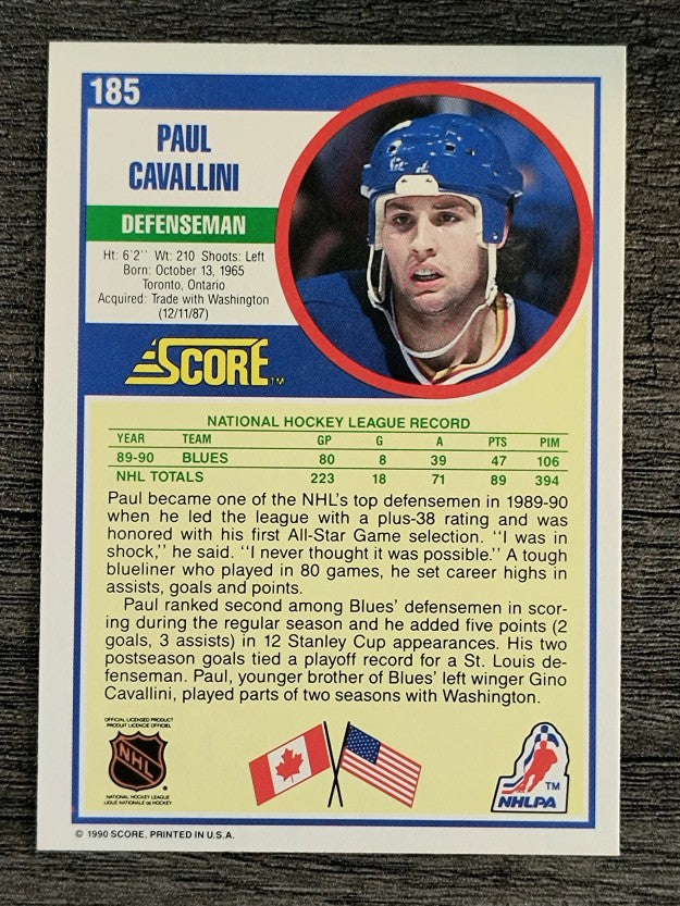 1990-91 Score #185 Paul Cavallini