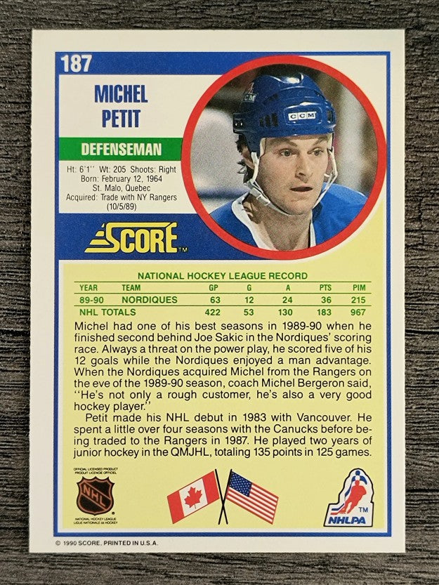 1990-91 Score #187 Michel Petit