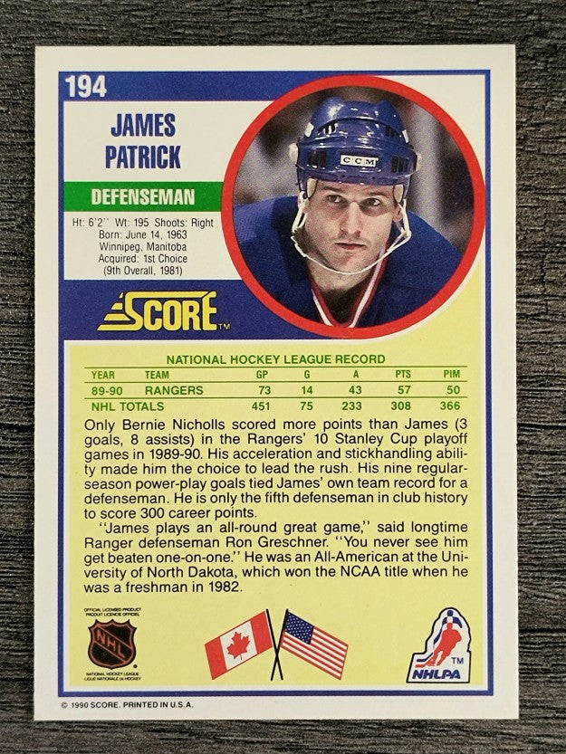 1990-91 Score #194 James Patrick