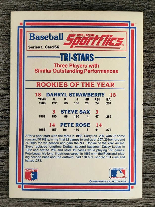 1986 Sportflics #56 ROY Pete Rose