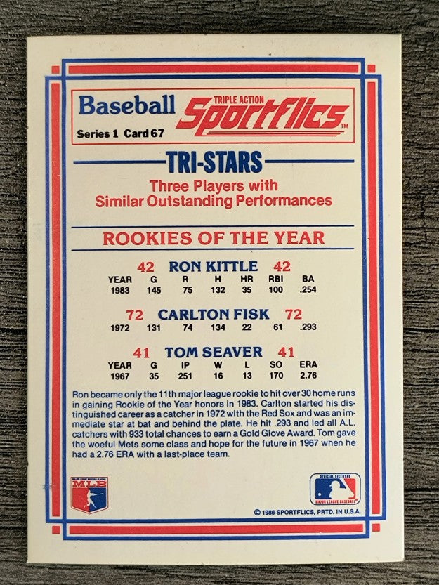 1986 Sportflics #67 ROY Carlton Fisk/Tom Seaver