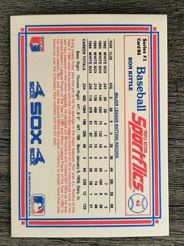 1986 Sportflics #86 Ron Kittle