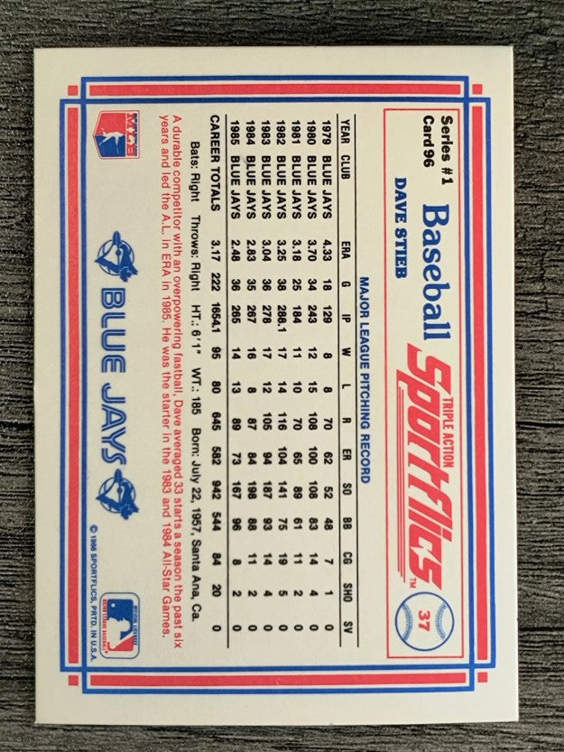 1986 Sportflics #96 Dave Stieb