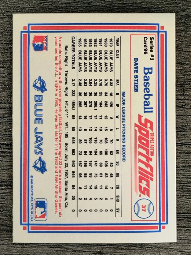 1986 Sportflics #96 Dave Stieb