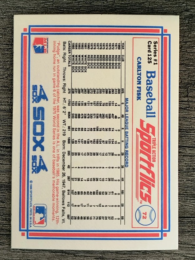 1986 Sportflics #125 Carlton Fisk
