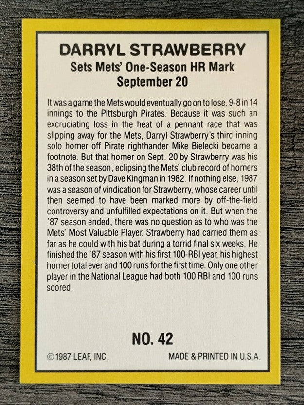 1987 Donruss Highlights #42 Darryl Strawberry