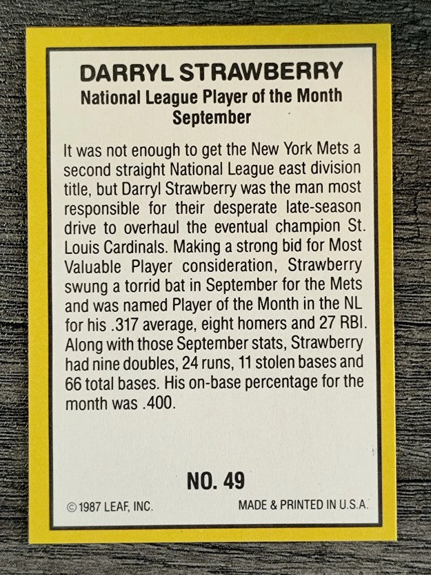 1987 Donruss Highlights #49 Darryl Strawberry