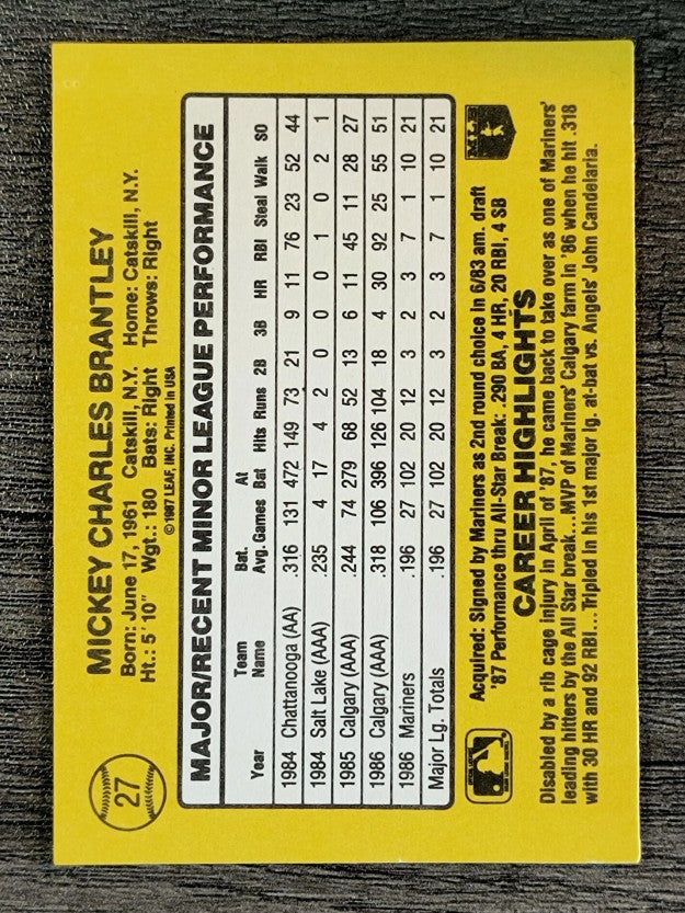 1987 Donruss Rookies #27 Mickey Brantley