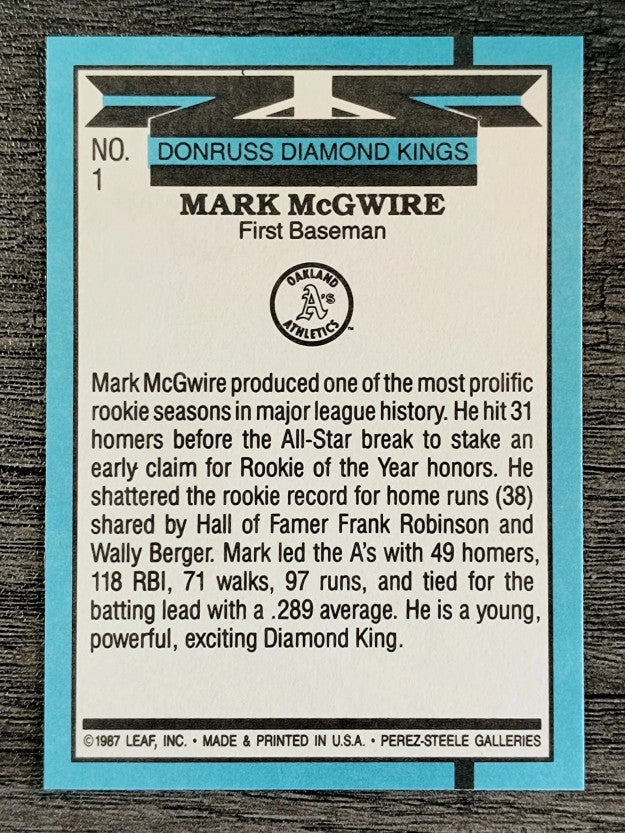 1988 Donruss #1 Mark McGwire DK