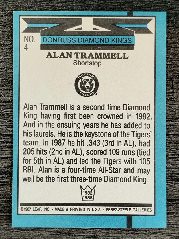 1988 Donruss #4 Alan Trammell DK