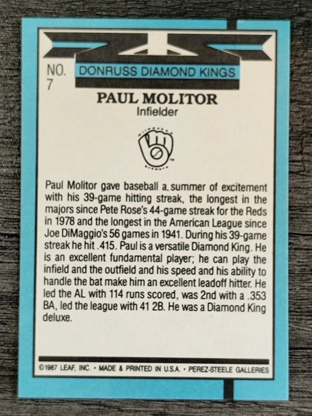 1988 Donruss #7 Paul Molitor DK