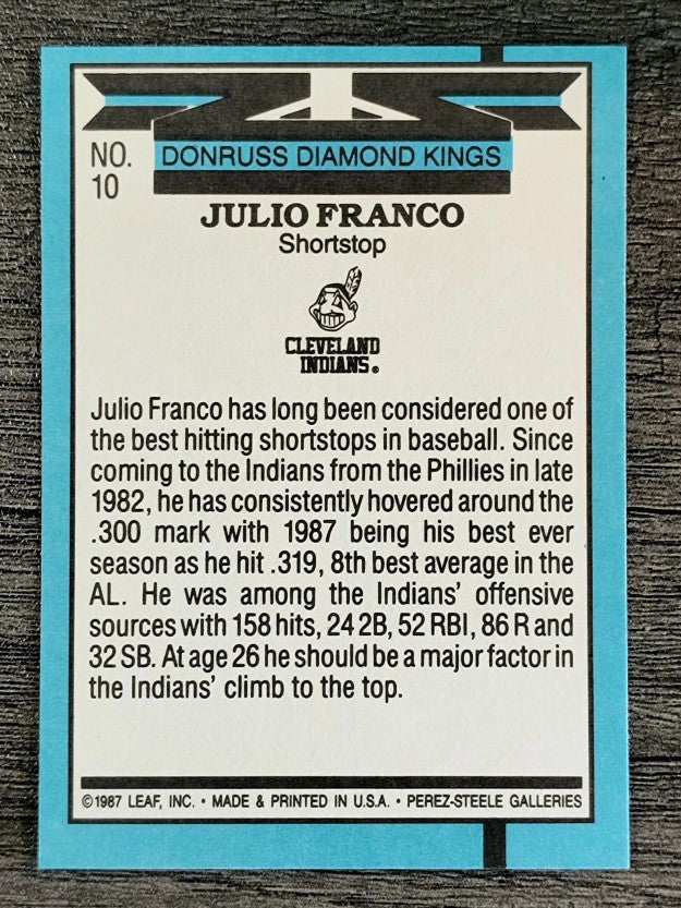 1988 Donruss #10 Julio Franco DK