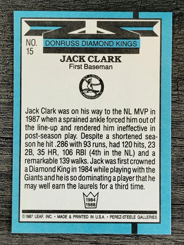 1988 Donruss #15 Jack Clark DK