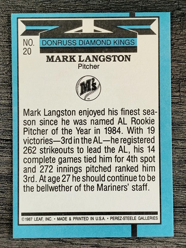 1988 Donruss #20 Mark Langston DK