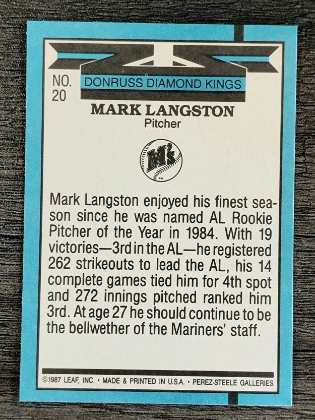 1988 Donruss #20 Mark Langston DK