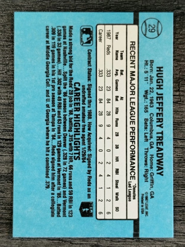1988 Donruss #29 Jeff Treadway RC