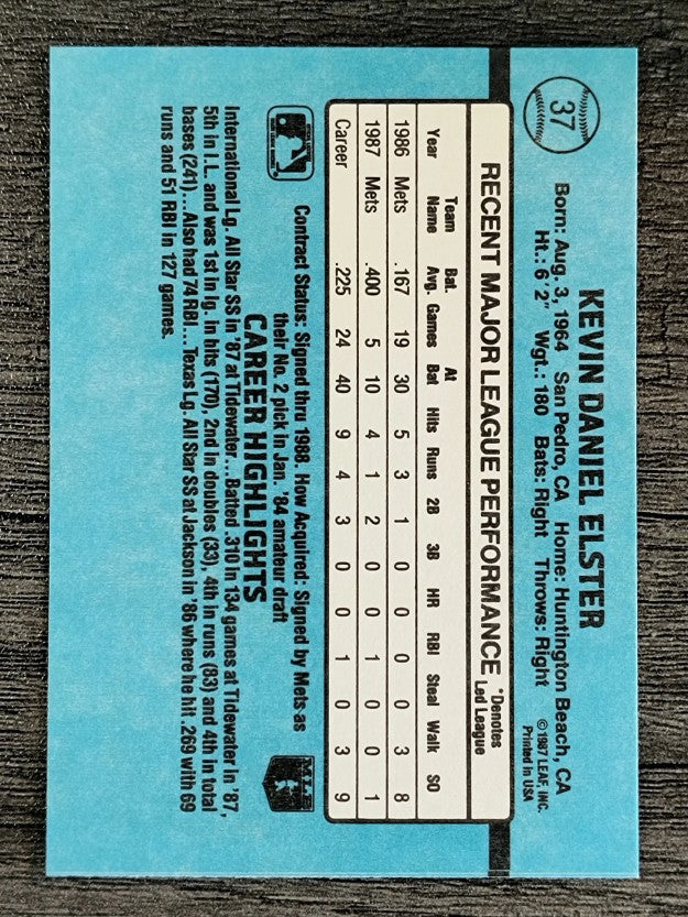 1988 Donruss #37 Kevin Elster RR