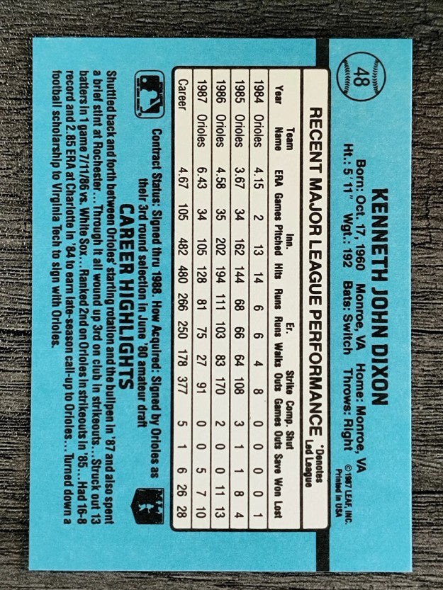 1988 Donruss #48 Ken Dixon