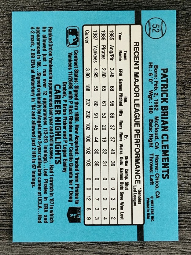 1988 Donruss #52 Pat Clements