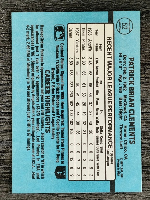 1988 Donruss #52 Pat Clements