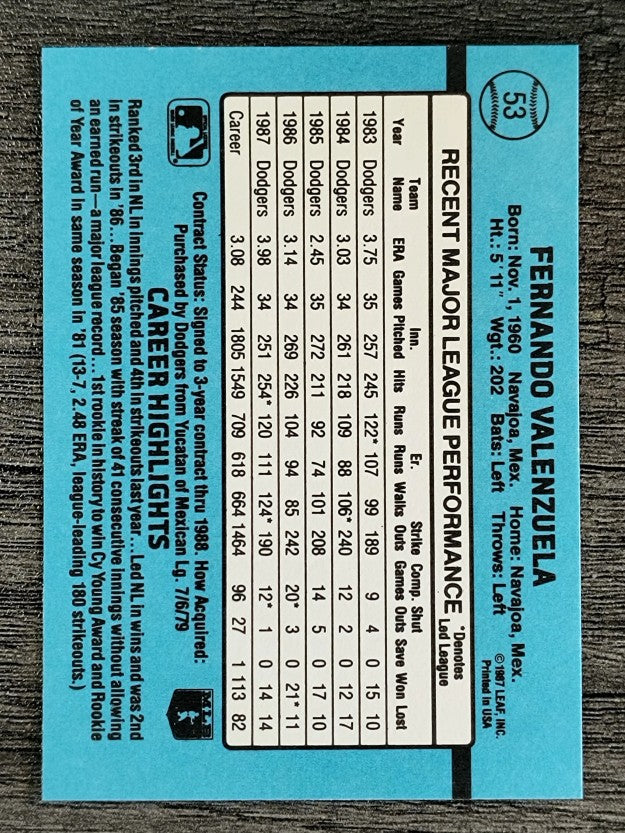 1988 Donruss #53 Fernando Valenzuela